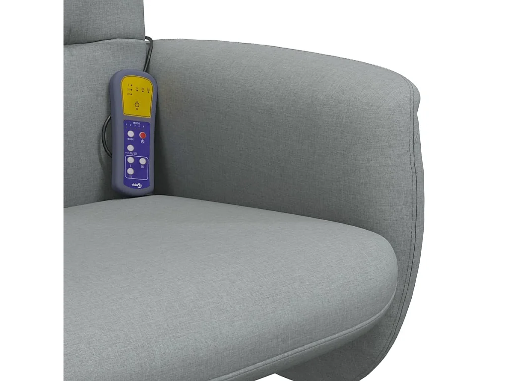 Fauteuil inclinable massant et repose-pied gris clair tissu