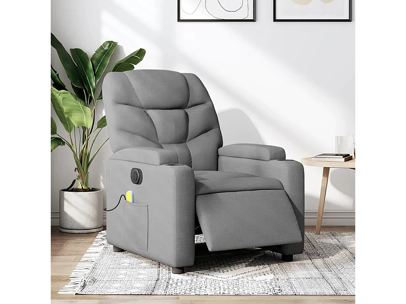 Sillón reclinable de masaje eléctrico tela gris claro