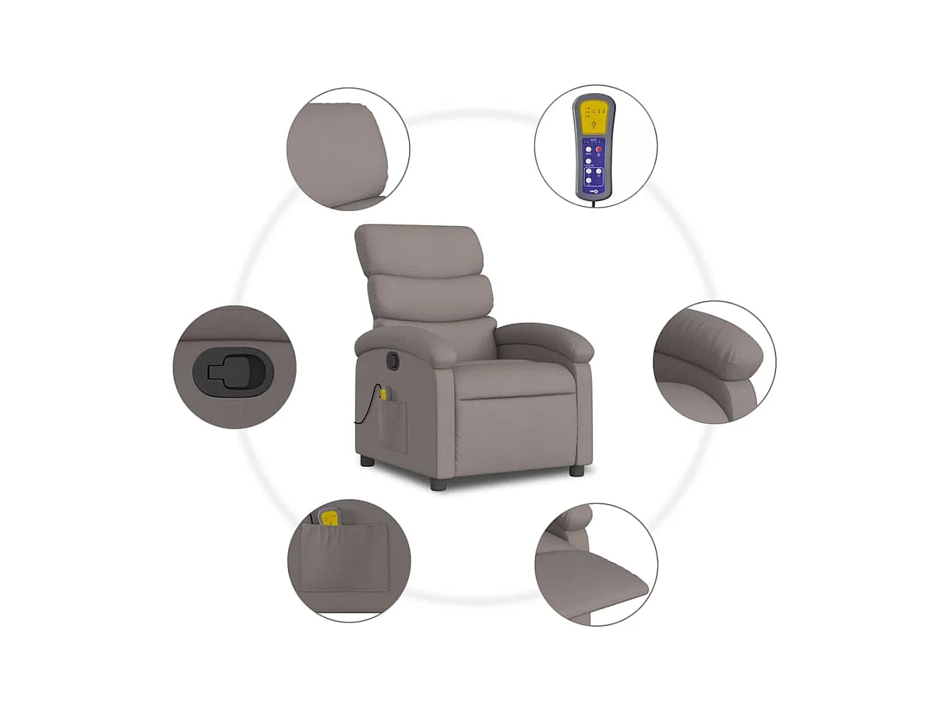 Fauteuil massant inclinable Taupe Tissu