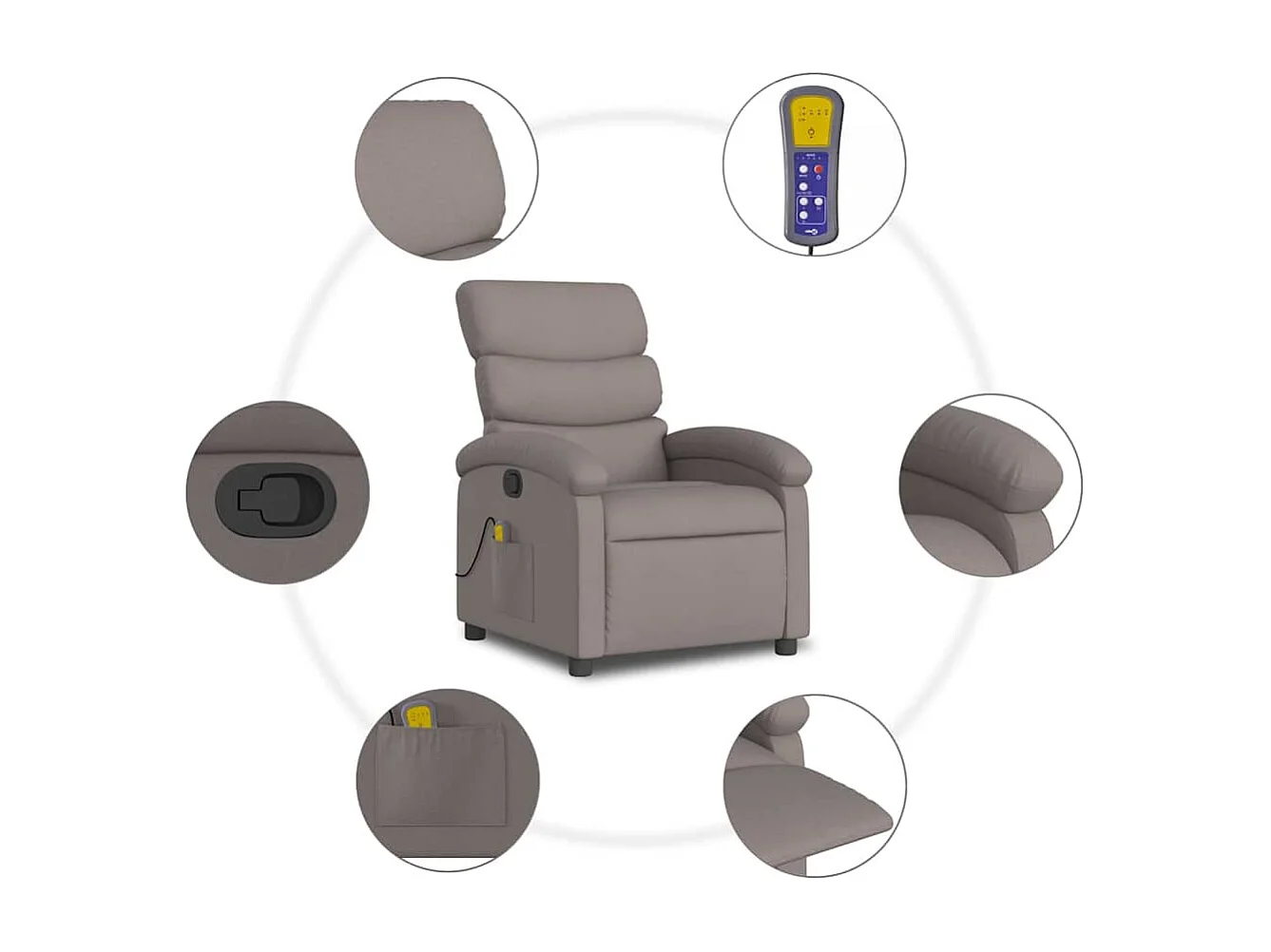 Fauteuil massant inclinable Taupe Tissu