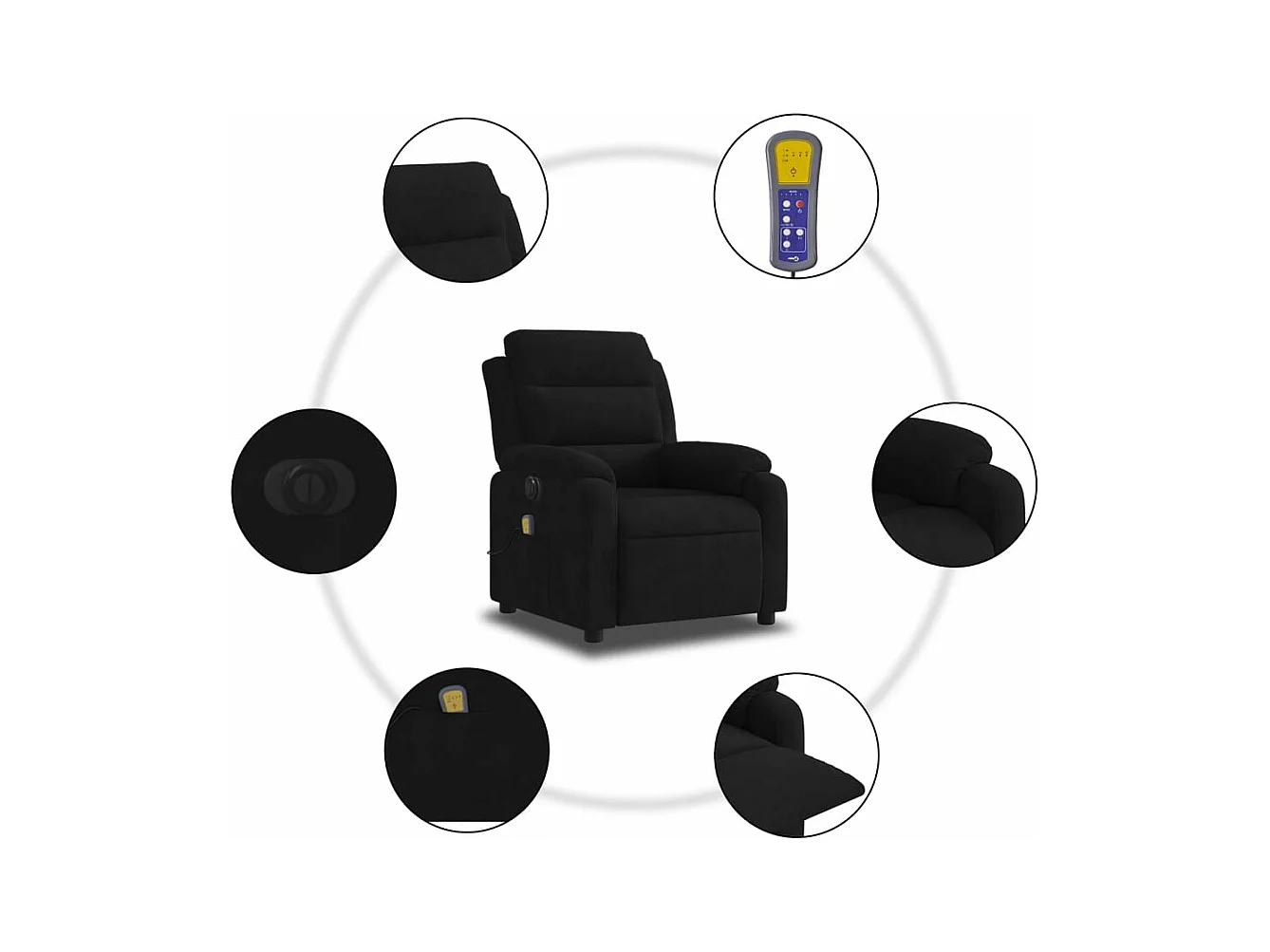 Fauteuil inclinable massant électrique noir velours