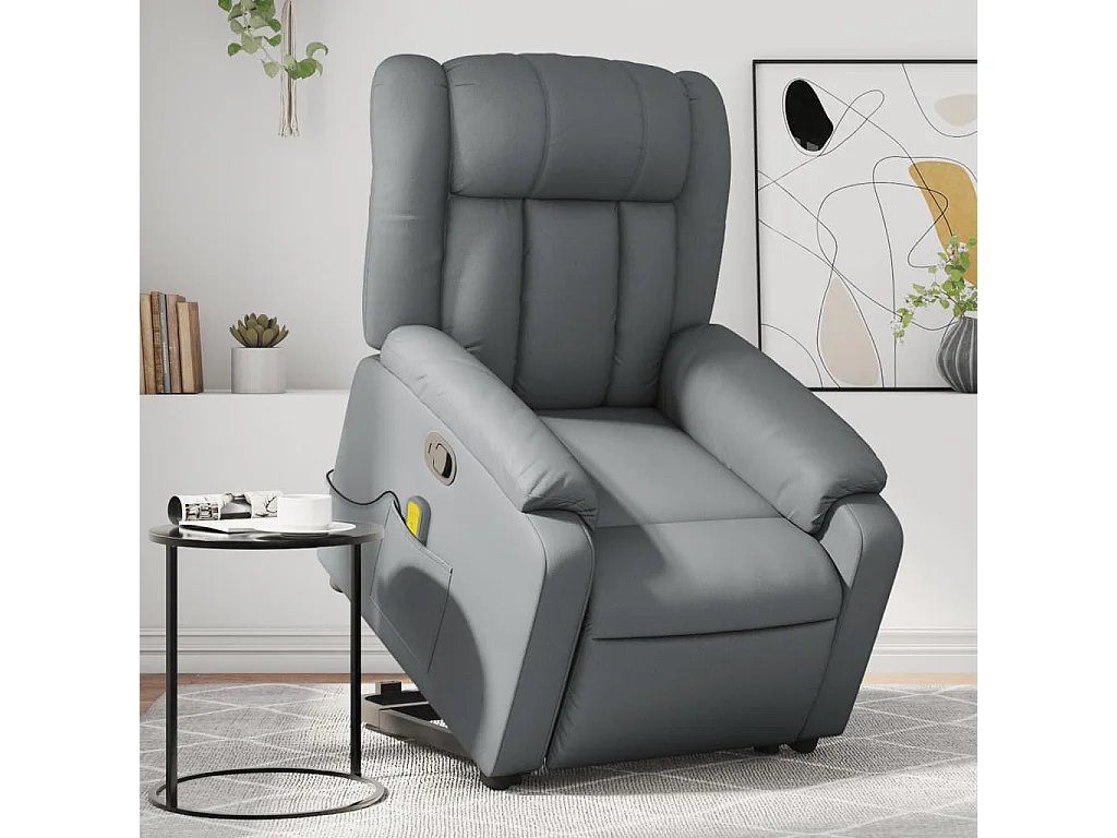 Fauteuil inclinable massant Gris Similicuir