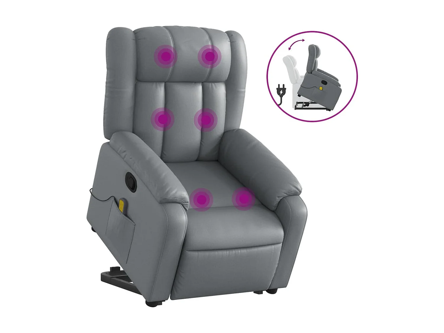 Fauteuil inclinable massant Gris Similicuir