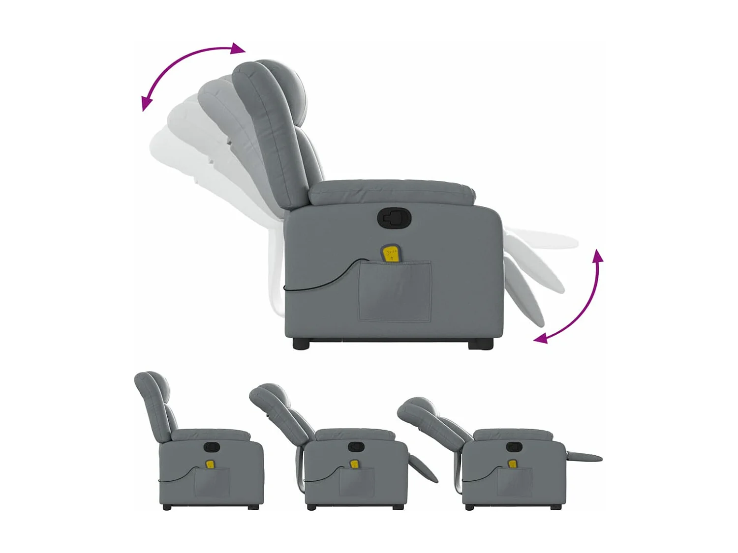 Fauteuil inclinable massant Gris Similicuir