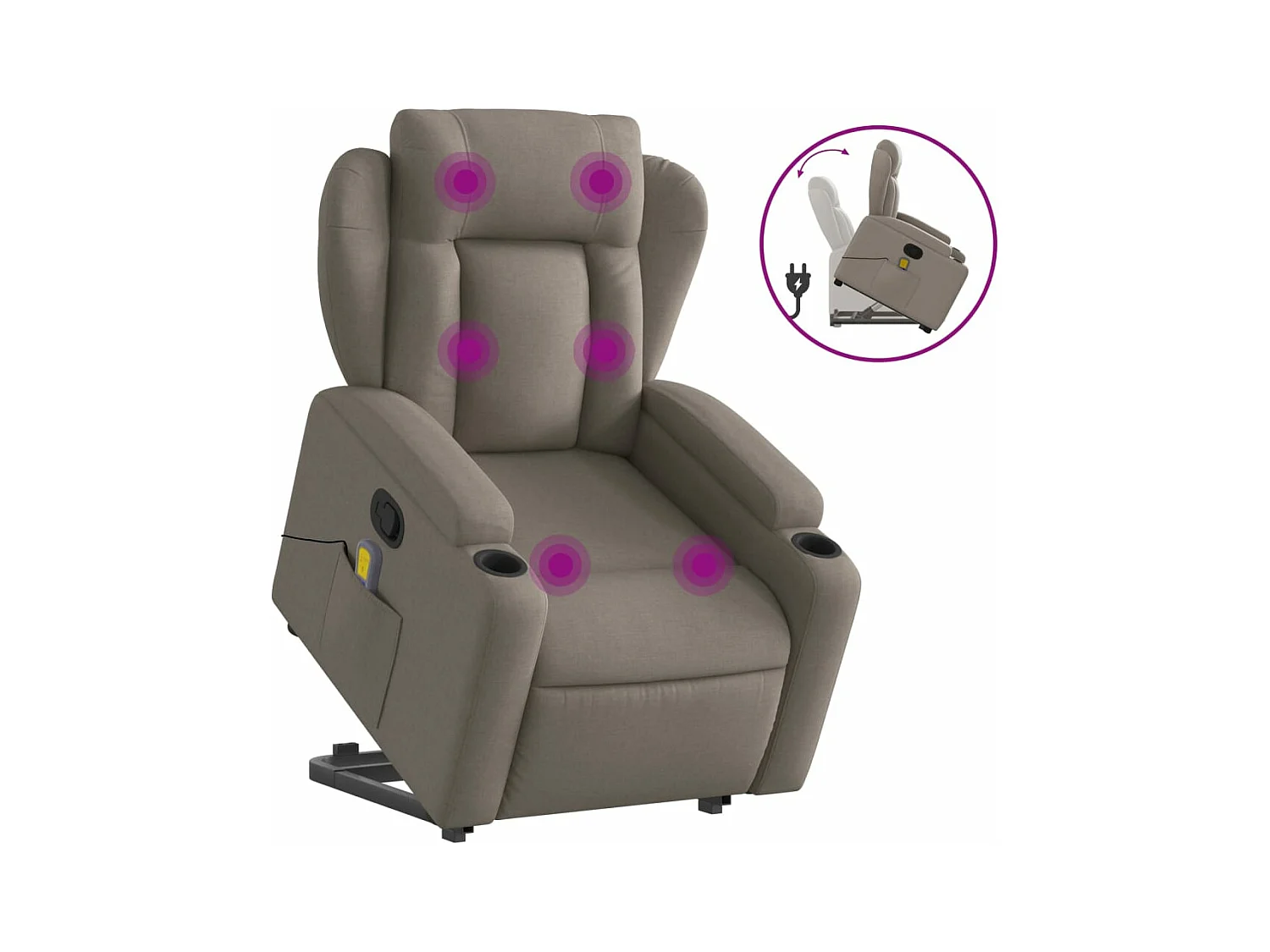 Fauteuil inclinable massant Taupe Tissu