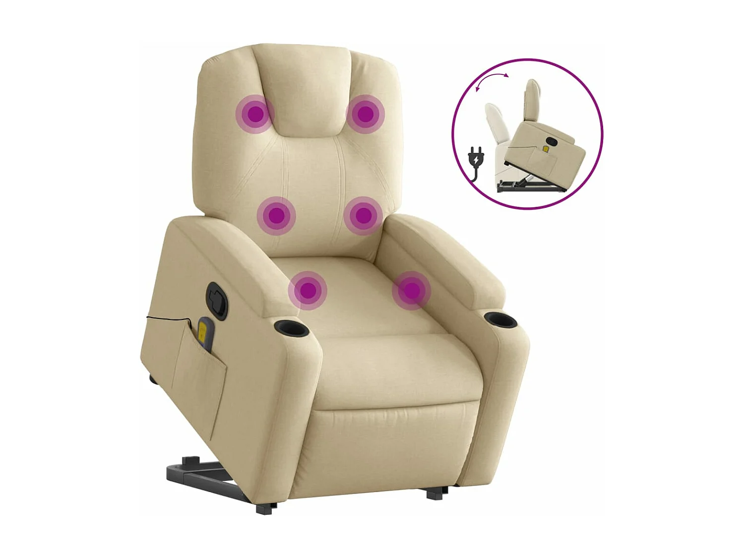 Fauteuil inclinable massant Crème Tissu