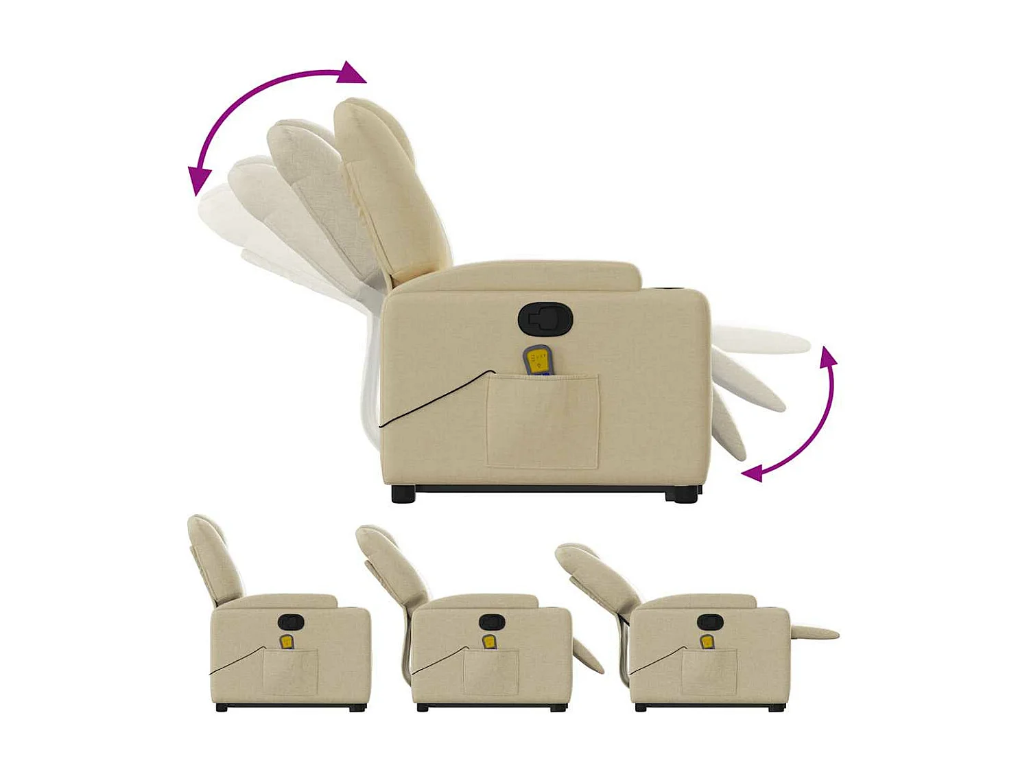 Fauteuil inclinable massant Crème Tissu