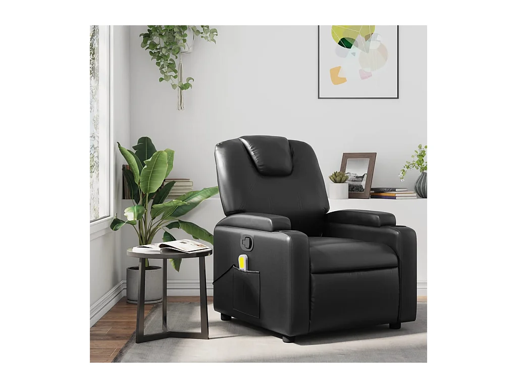 Fauteuil massant inclinable Noir Similicuir