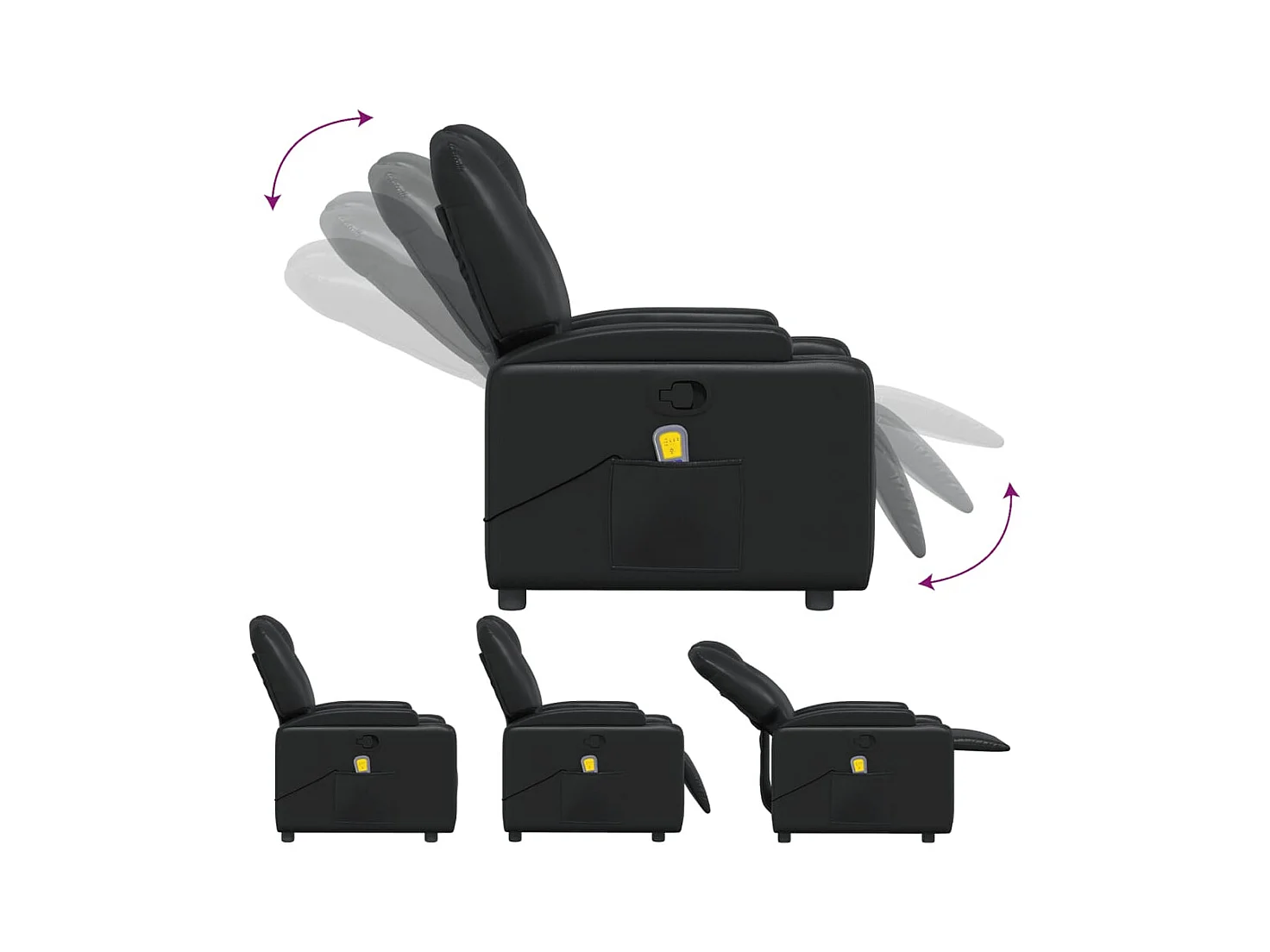 Fauteuil massant inclinable Noir Similicuir