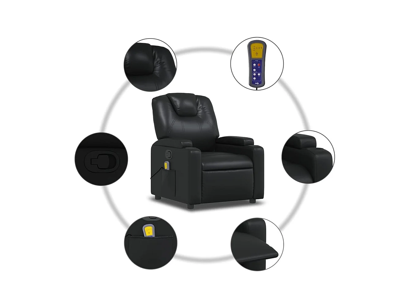 Fauteuil massant inclinable Noir Similicuir