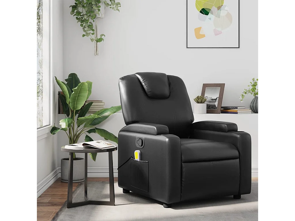 Fauteuil massant inclinable Noir Similicuir