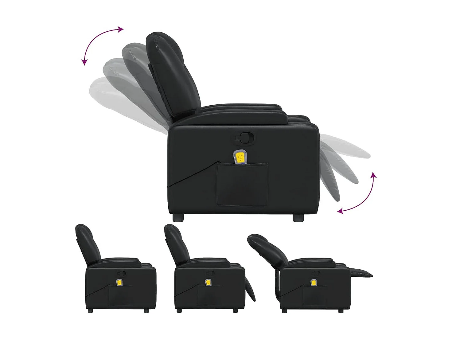 Fauteuil massant inclinable Noir Similicuir