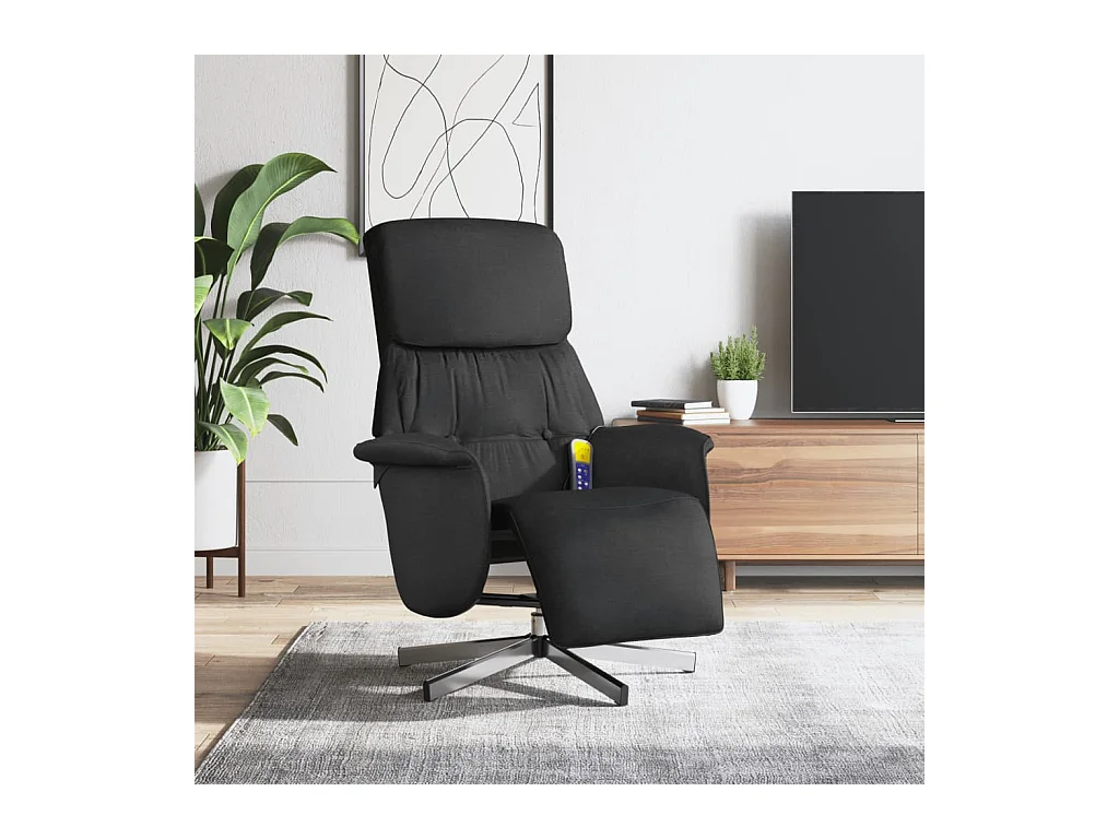 Fauteuil inclinable massant avec repose-pieds noir tissu