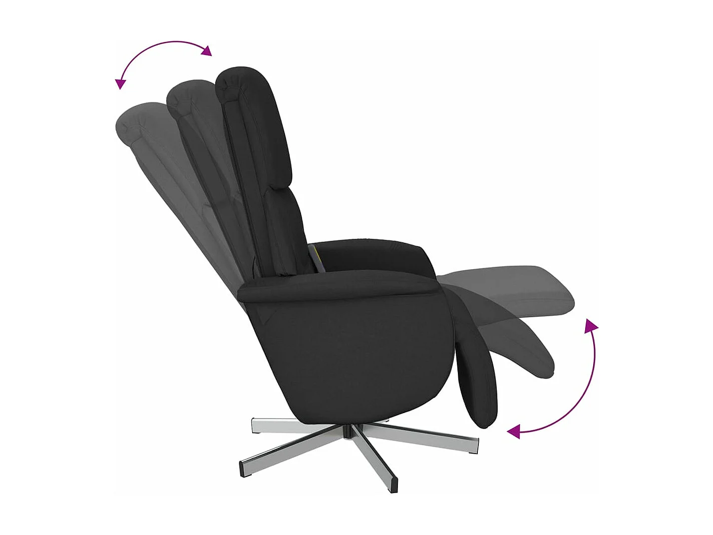 Fauteuil inclinable massant avec repose-pieds noir tissu