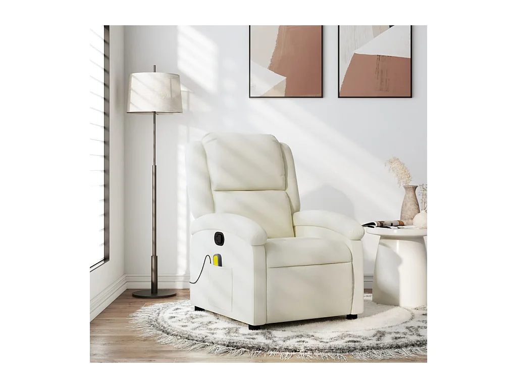 Poltrona de massagens reclinável veludo cor creme