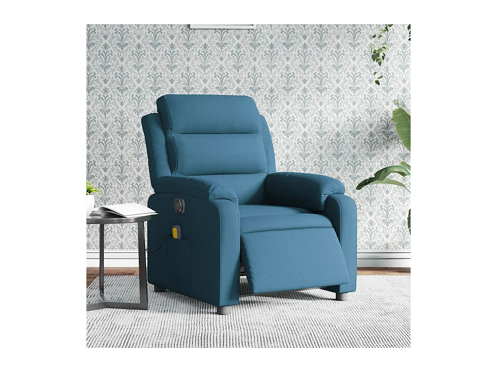 Fauteuil inclinable massant électrique bleu velours
