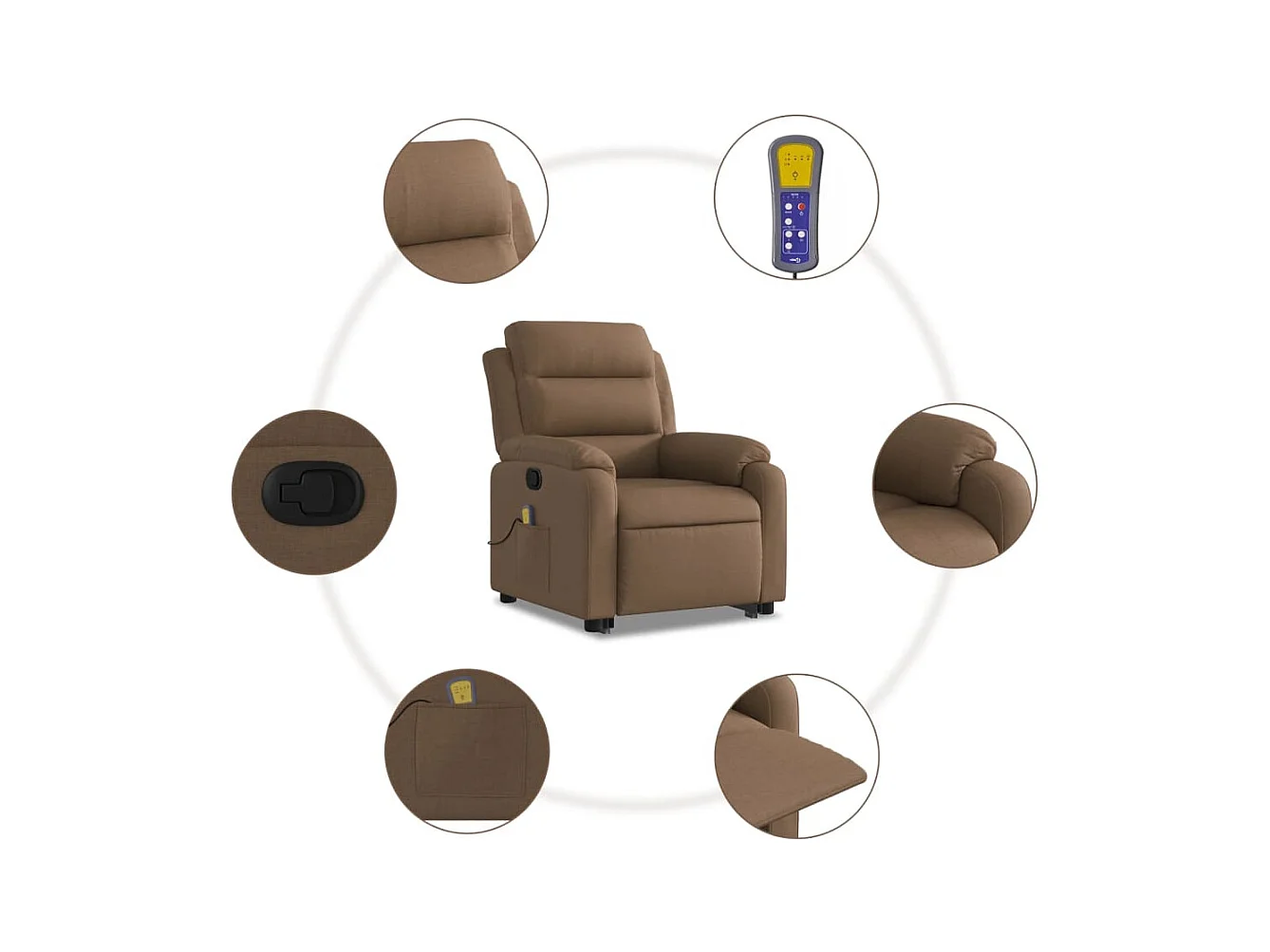 Fauteuil massant inclinable Marron Tissu