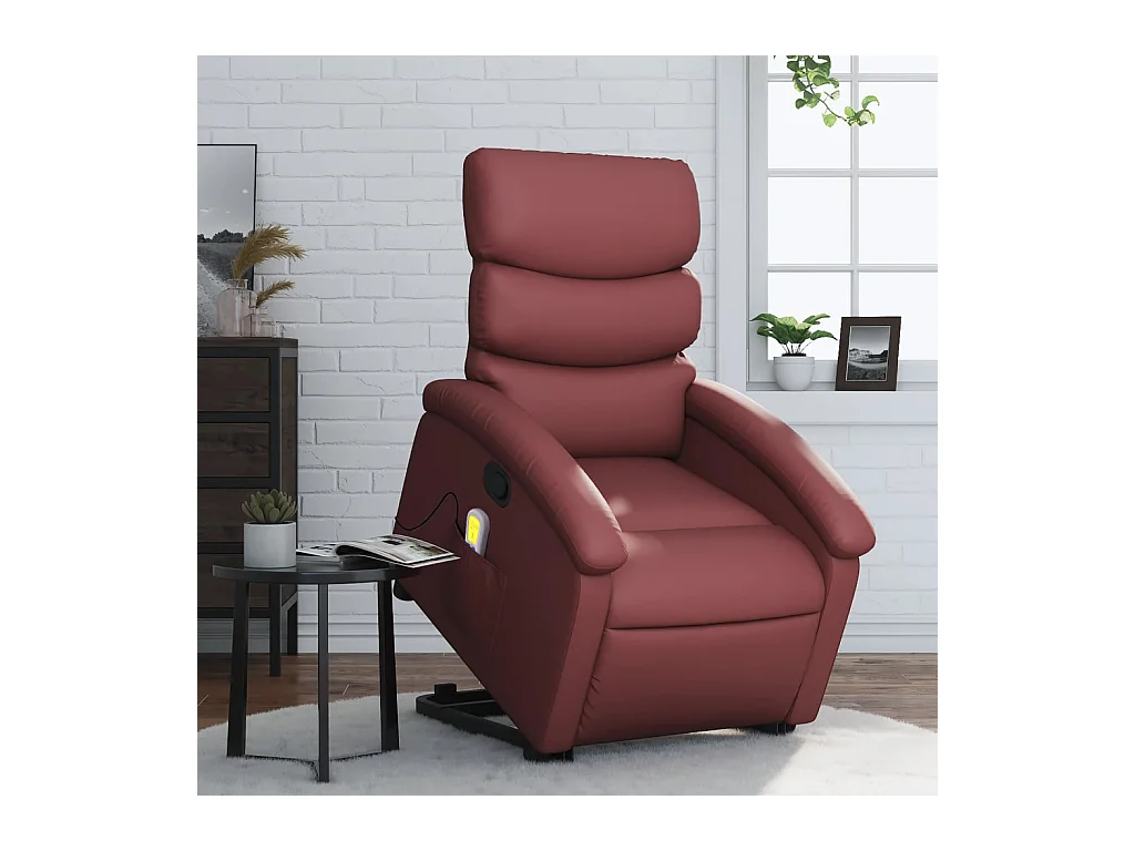 Fauteuil inclinable massant Rouge bordeaux Similicuir