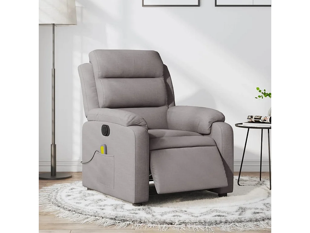 Fauteuil massant inclinable électrique Taupe Tissu