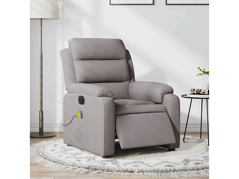 Fauteuil massant inclinable électrique Taupe Tissu