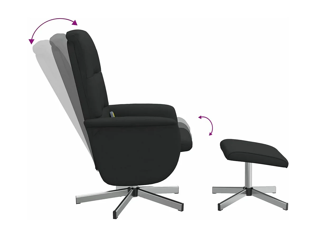 Fauteuil massant inclinable avec repose-pied noir tissu