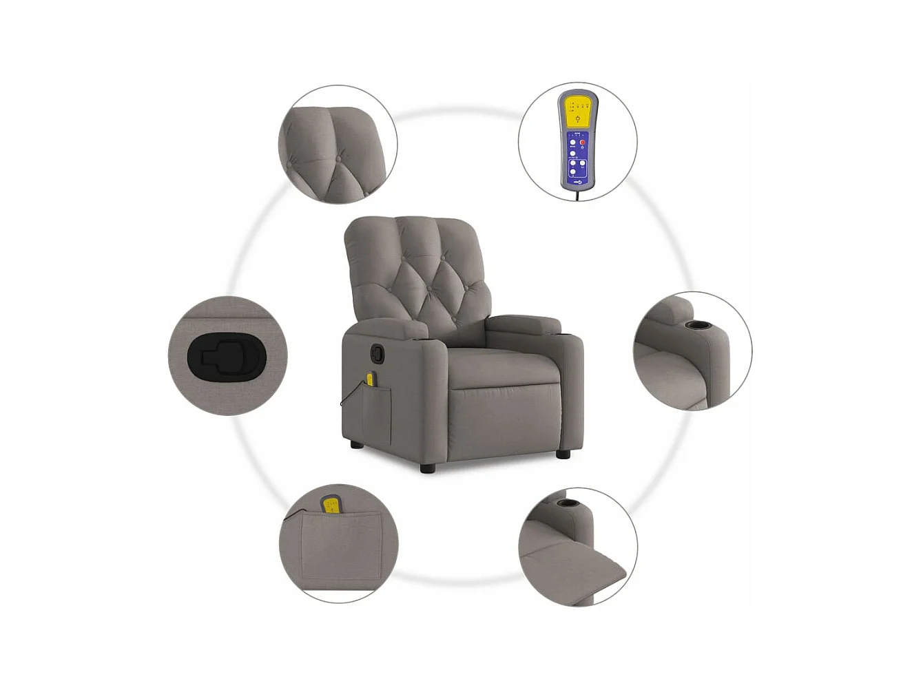 Fauteuil massant inclinable Taupe Tissu