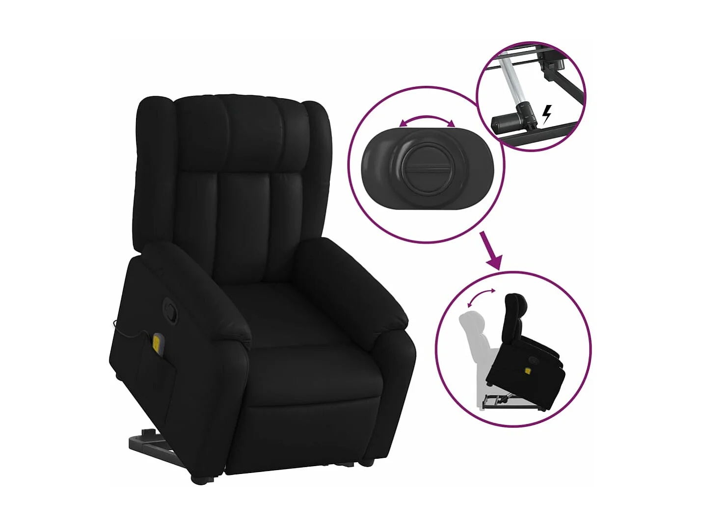 Fauteuil inclinable massant Noir Similicuir