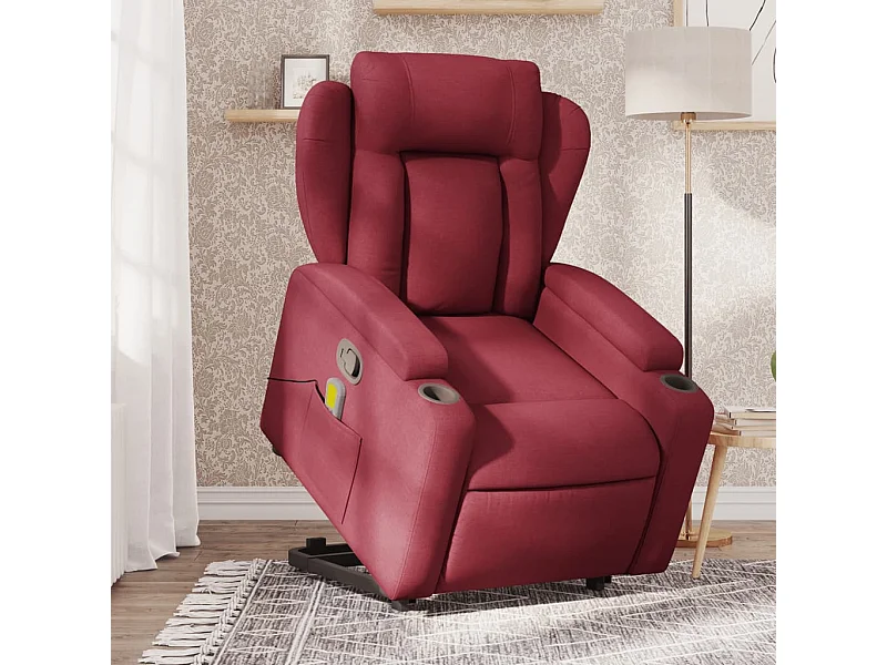 Poltrona de massagens reclin. elevatória tecido vermelho tinto
