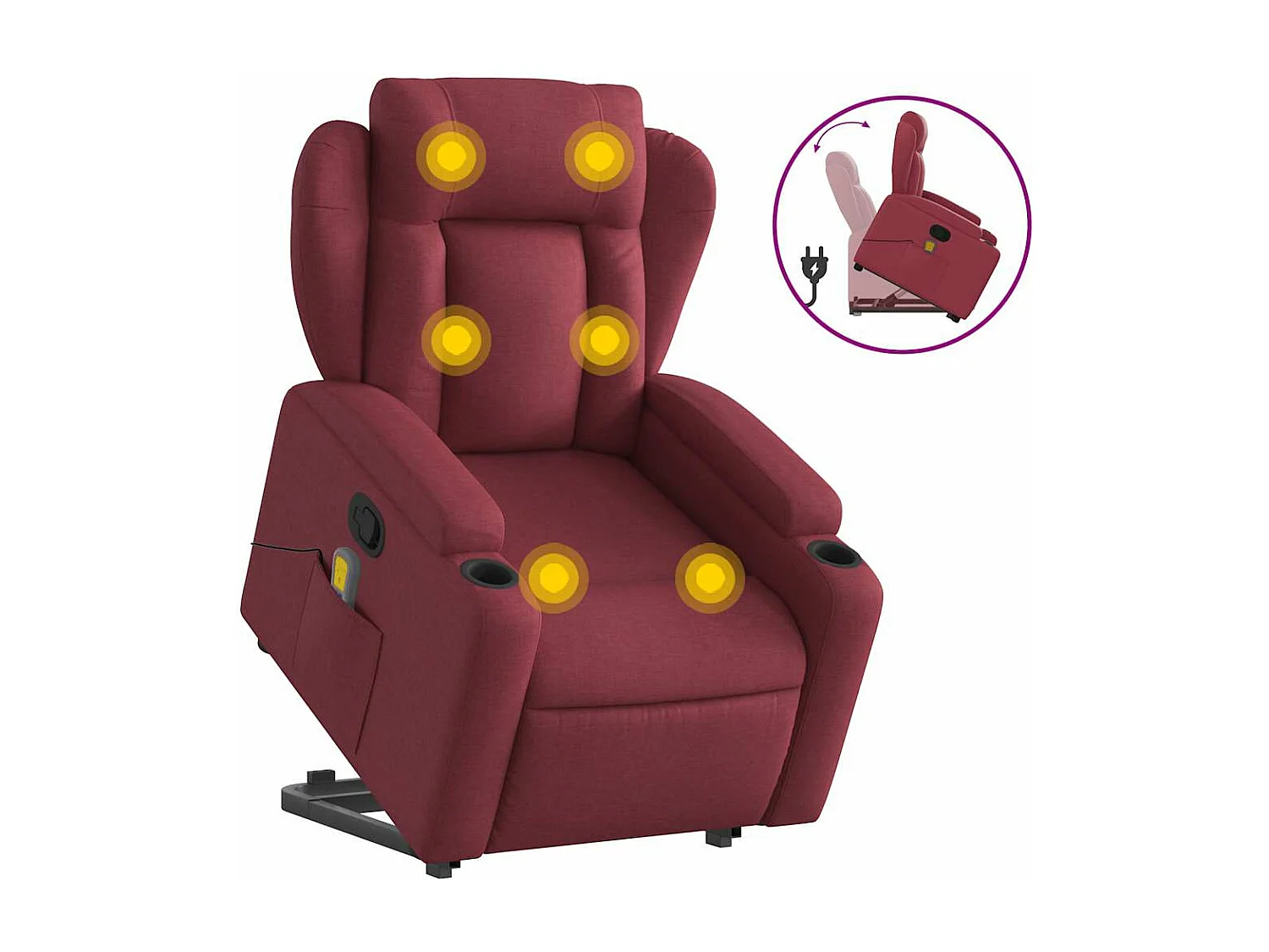 Fauteuil inclinable massant Rouge bordeaux Tissu