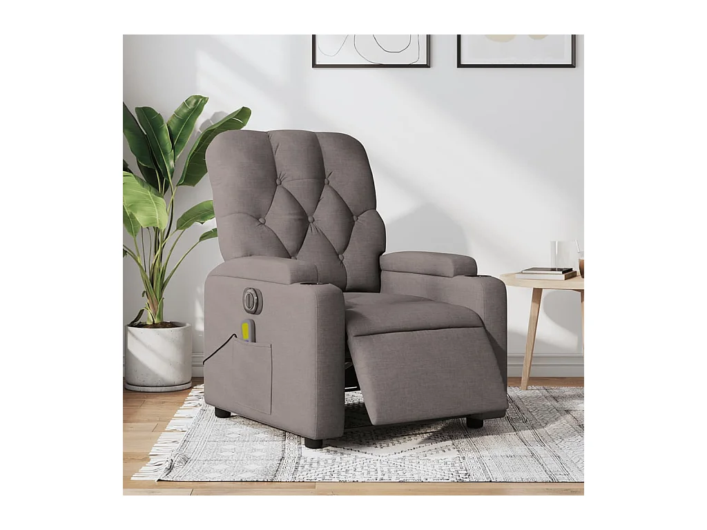 Fauteuil massant inclinable électrique Taupe Tissu