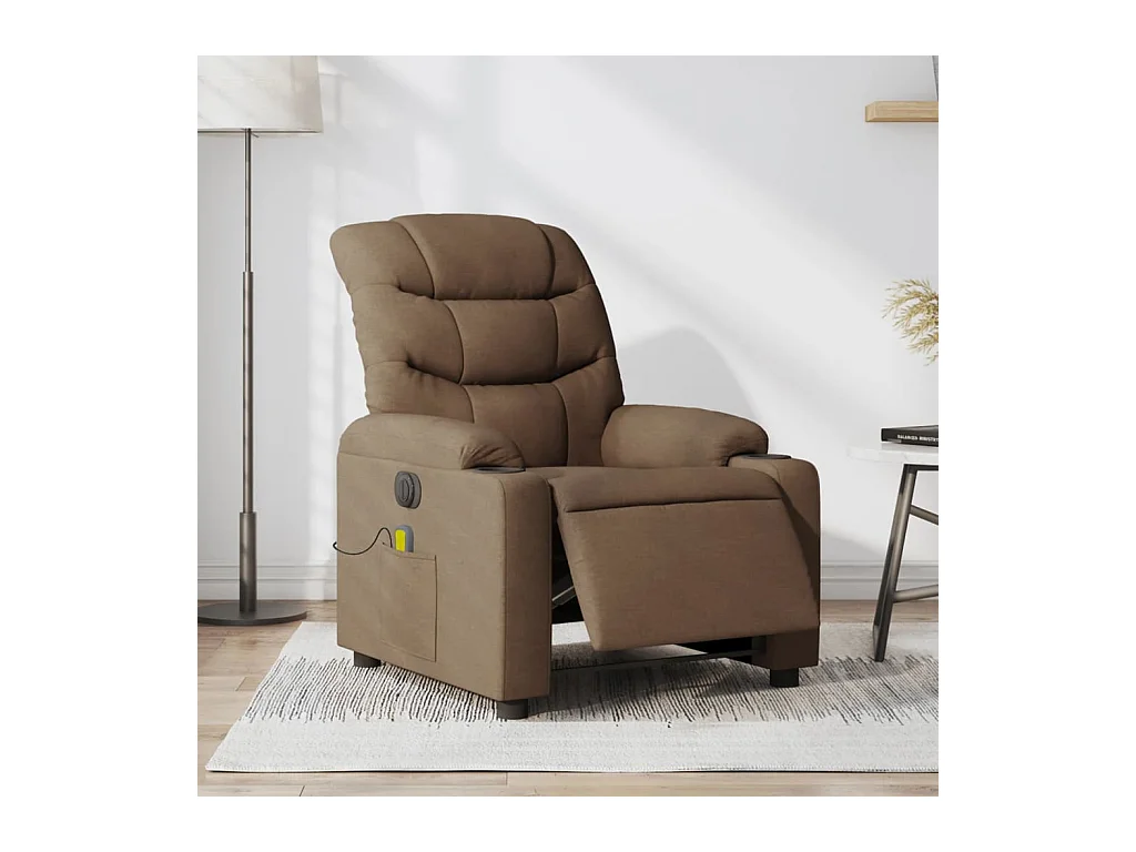 Fauteuil inclinable massant électrique marron tissu