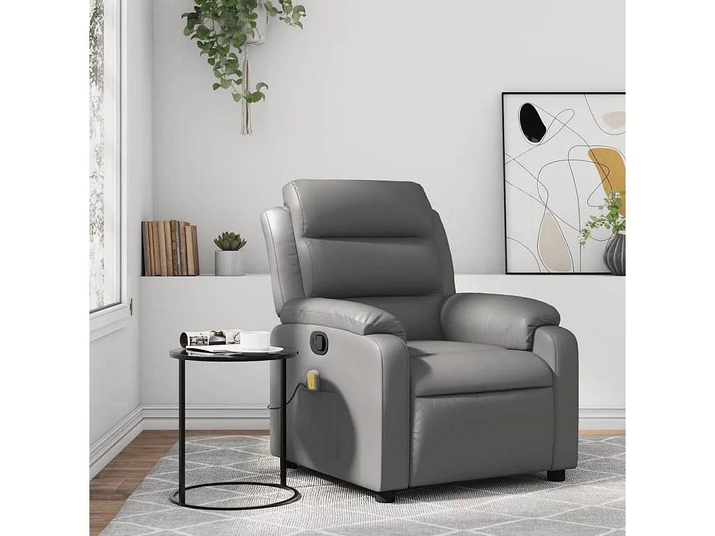 Fauteuil massant inclinable Gris Similicuir