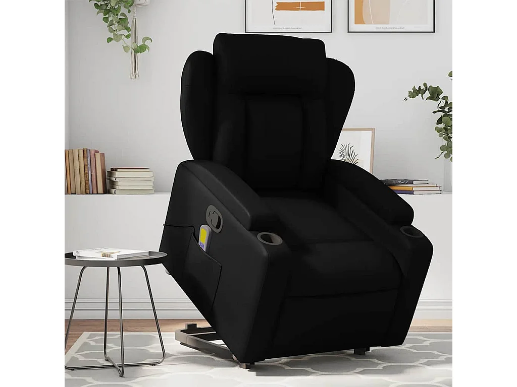 Fauteuil inclinable massant Noir Similicuir