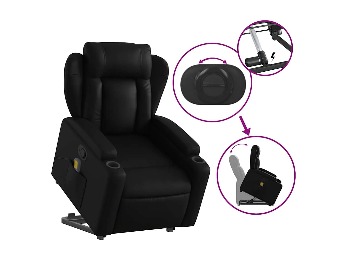 Fauteuil inclinable massant Noir Similicuir