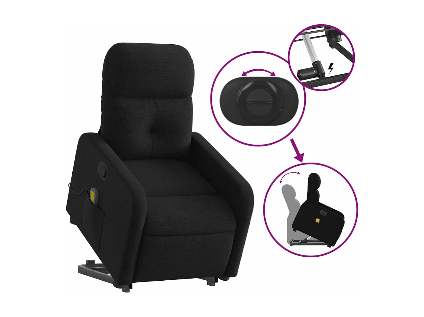 Fauteuil massant inclinable Noir Tissu