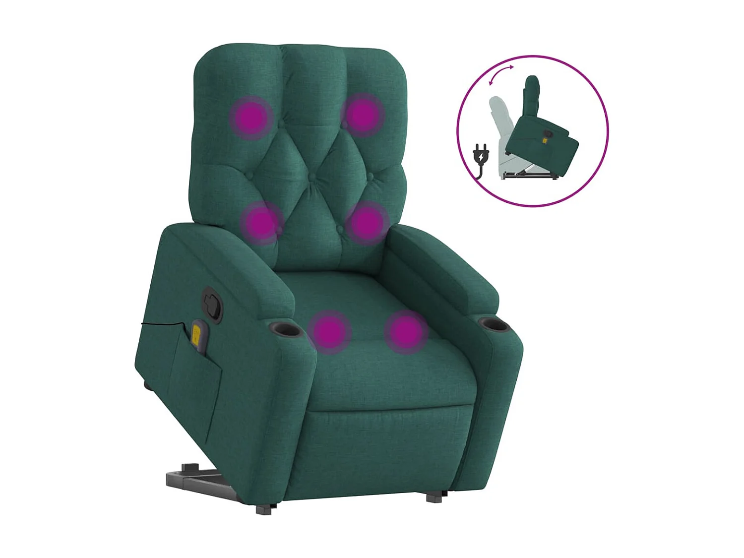 Fauteuil inclinable massant Vert foncé Tissu