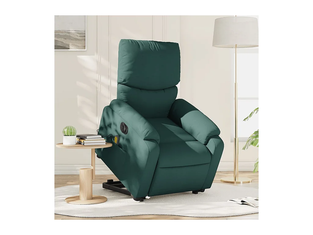Fauteuil inclinable massant électrique Vert foncé Tissu