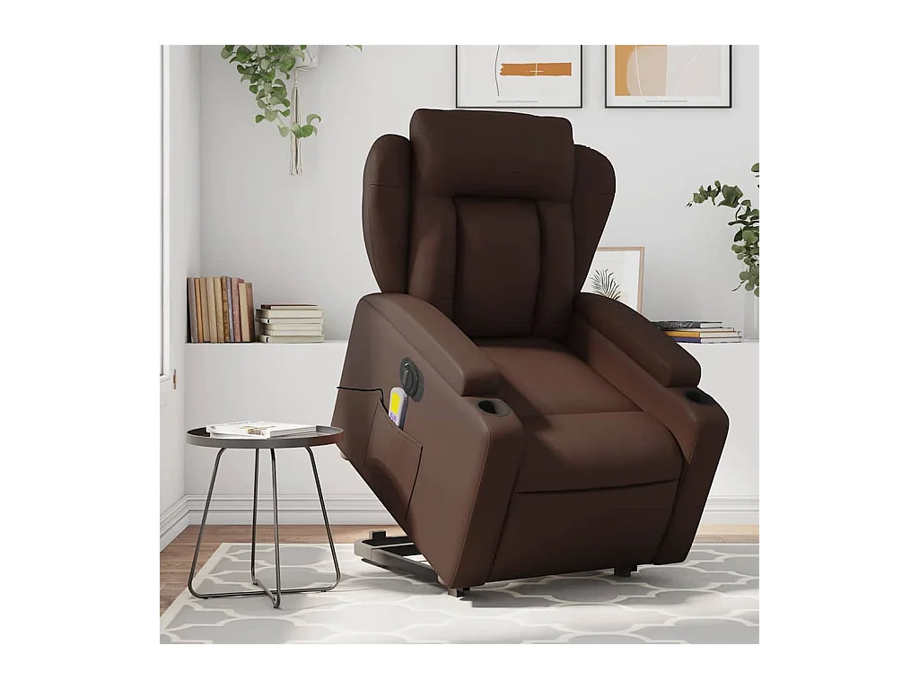 Fauteuil inclinable massant électrique marron similicuir