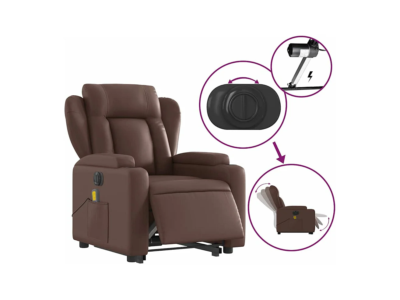Fauteuil inclinable massant électrique marron similicuir