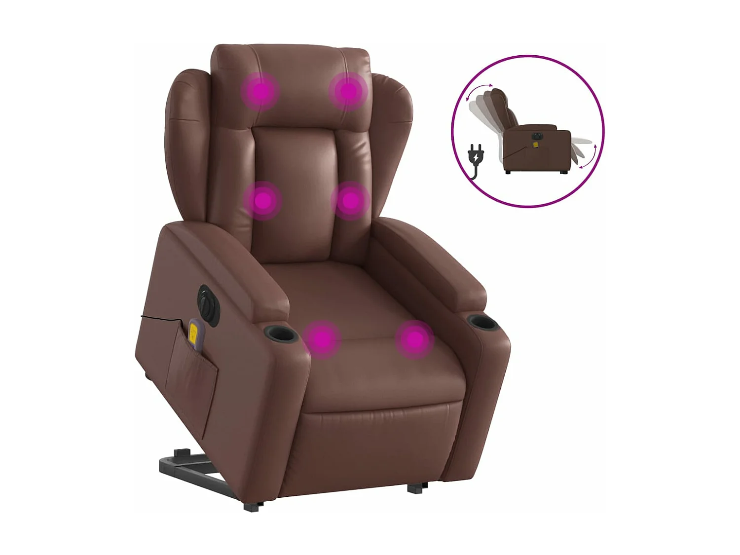 Fauteuil inclinable massant électrique marron similicuir