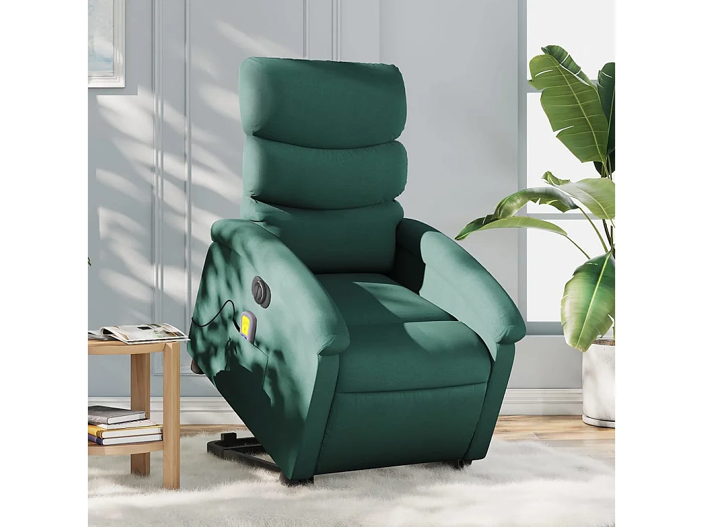 Fauteuil inclinable massant électrique Vert foncé Tissu