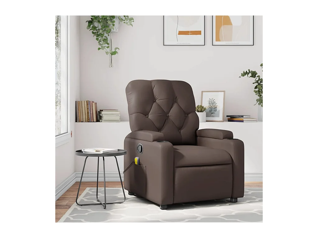 Fauteuil massant inclinable Marron Similicuir