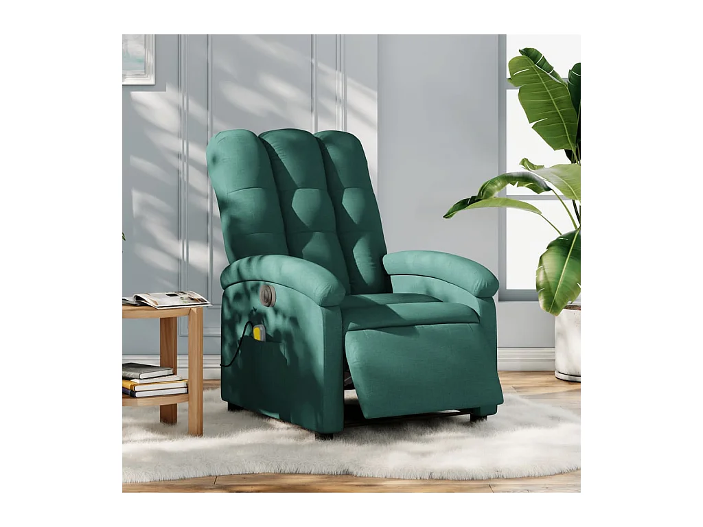 Fauteuil massant inclinable électrique Vert foncé Tissu