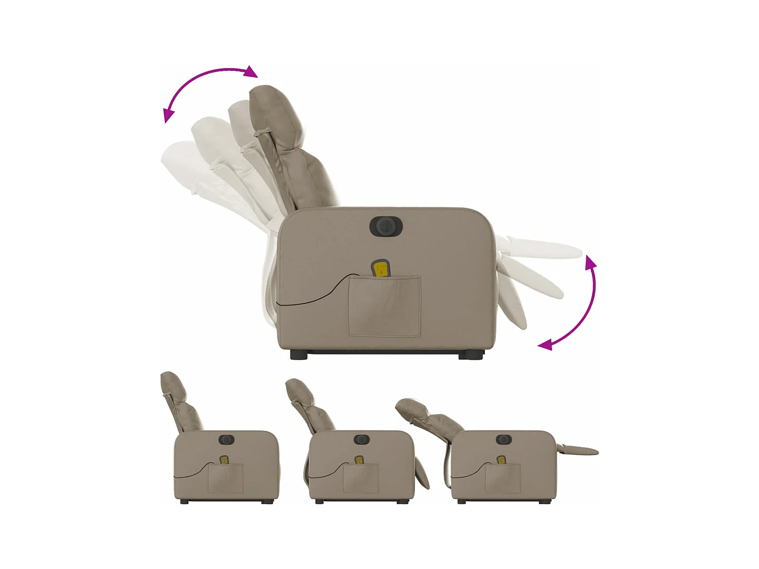 Fauteuil inclinable massant électrique cappuccino similicuir