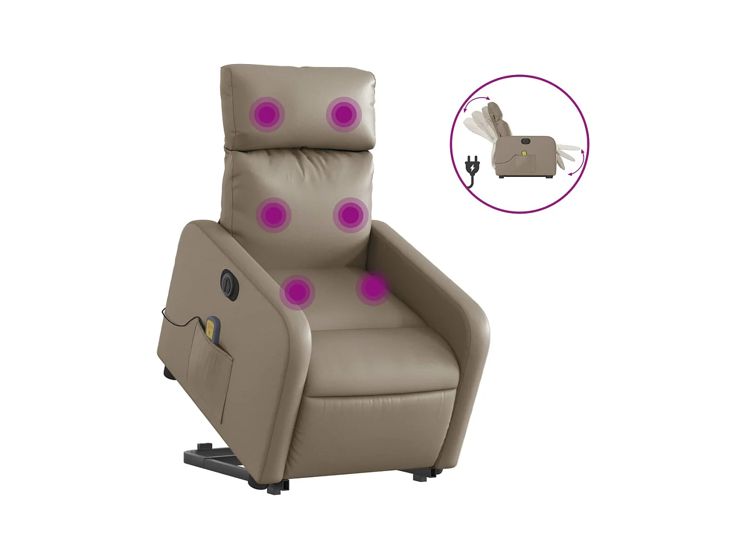 Fauteuil inclinable massant électrique cappuccino similicuir