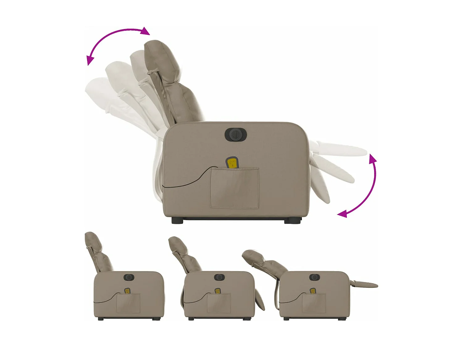 Fauteuil inclinable massant électrique cappuccino similicuir