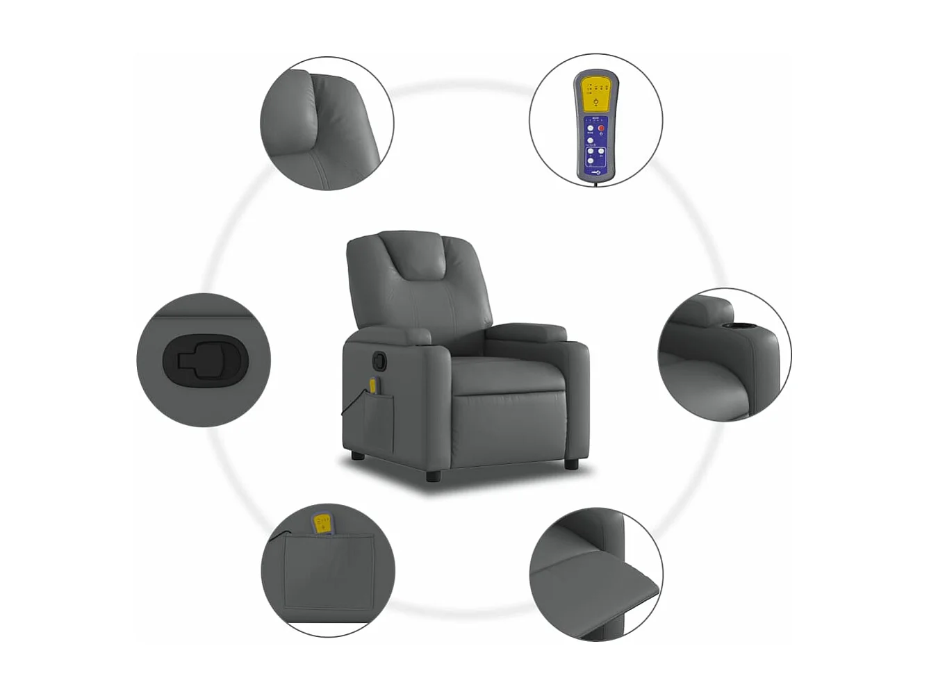 Fauteuil massant inclinable Gris Similicuir