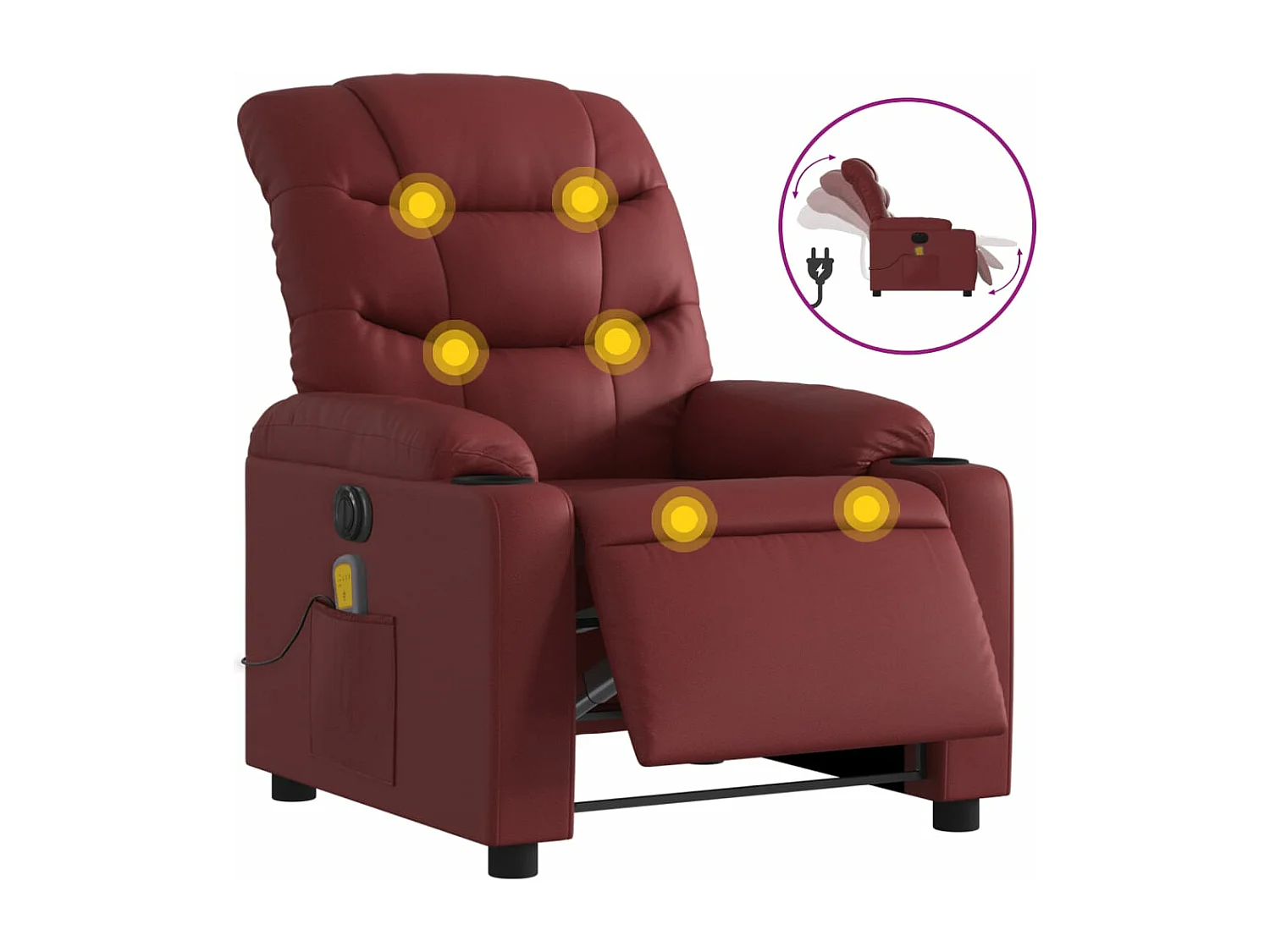 Fauteuil massant inclinable électrique rouge bordeaux