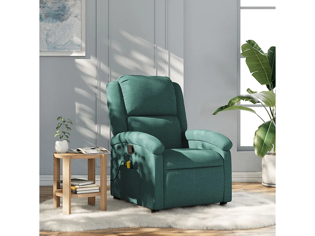 Fauteuil massant inclinable Vert foncé Tissu