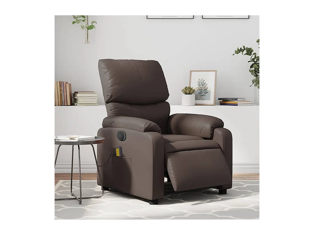 Fauteuil massant inclinable électrique marron similicuir